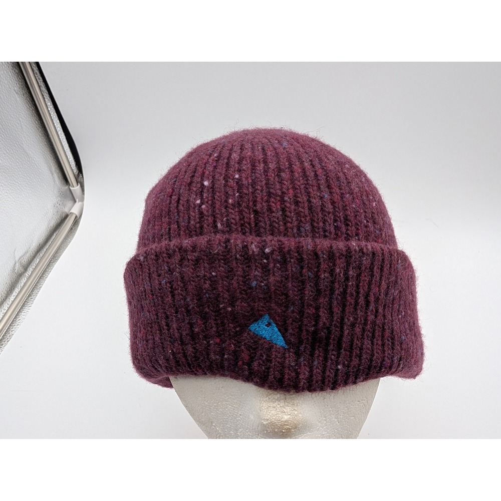 Klättermusen Huld Charcoal Red Speckled Merino Wool Blend Ribbed Beanie Hat O/S
